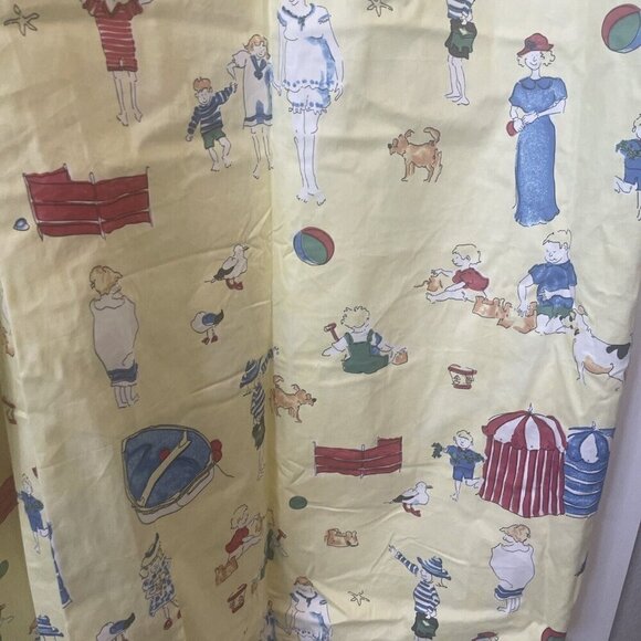 Laura Ashley Nautical Seaside Shower Curtain 71" x 68" Beach Yellow Cotton Vtg - Picture 2 of 8